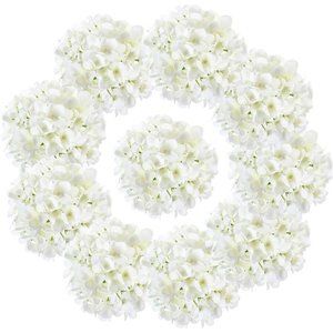 10PCS Silk Hydrangea Heads with Stems Artificial Flowers for Wedding Party Home